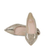 JESSICA - Szpilki złote niski obcas mozaika biała - obrazek 5