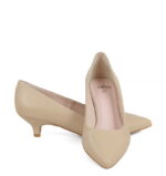 JESSICA - Beżowe niskie szpilki z licowej skóry - obrazek 5