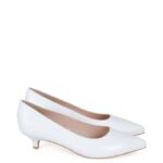 JESSICA - Szpilki białe niski obcas licowa skóra