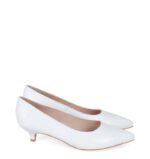JESSICA - Szpilki białe niski obcas licowa skóra