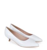 JESSICA - Szpilki białe niski obcas licowa skóra - obrazek 6