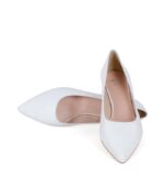 JESSICA - Szpilki białe niski obcas licowa skóra - obrazek 3