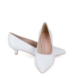 JESSICA - Szpilki białe niski obcas licowa skóra - obrazek 2