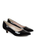 JESSICA - Czarne szpilka na niskim obcasie z lakierowanej skóry - obrazek 2