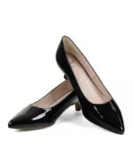 JESSICA - Czarne szpilka na niskim obcasie z lakierowanej skóry - obrazek 5