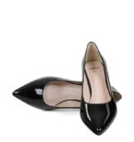 JESSICA - Czarne szpilka na niskim obcasie z lakierowanej skóry - obrazek 4