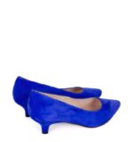 JESSICA - Szpilki niebieskie niski obcas zamsz - obrazek 3