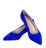 JESSICA - Szpilki niebieskie niski obcas zamsz - obrazek 4