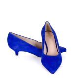 JESSICA - Szpilki niebieskie niski obcas zamsz - obrazek 5