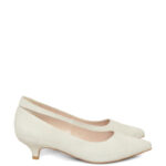 JESSICA - Szpilka ecru zamszowe niski obcas