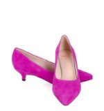 JESSICA - Szpilki różowe (fuksja) niski obcas zamsz - obrazek 2