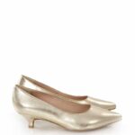 JESSICA - złote licowe szpilki niski obcas