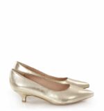 JESSICA - złote licowe szpilki niski obcas