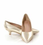 JESSICA - złote licowe szpilki niski obcas - obrazek 3