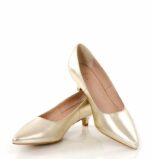 JESSICA - złote licowe szpilki niski obcas - obrazek 4