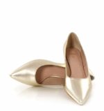 JESSICA - złote licowe szpilki niski obcas - obrazek 5