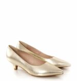 JESSICA - złote licowe szpilki niski obcas - obrazek 2