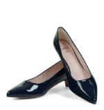 JESSICA - Granatowe szpilka, niskie szpilki z lakierowanej skóry - obrazek 5