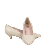 JESSICA - Jasne beżowe szpilka na niskim obcasie z matowej skóry - obrazek 3