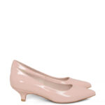 JESSICA - Różowe szpilki na niskim obcasie z lakierowanej skóry
