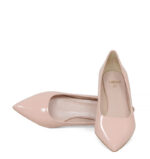 JESSICA - Różowe szpilki na niskim obcasie z lakierowanej skóry - obrazek 4