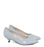 JESSICA - Szare szpilki niski obcas z lakierowanej skóry - obrazek 2