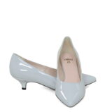 JESSICA - Szare szpilki niski obcas z lakierowanej skóry - obrazek 3