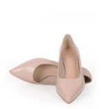 JESSICA - pudrowy róż szpilki niski obcas licowe - obrazek 3