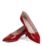 JESSICA - Czerwone niskie szpilki na kaczuszce z lakierowanej skóry - obrazek 5