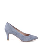 JOAN - Szaro-niebieskie szpilki, skóra zamszowa