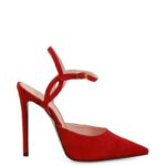 JOY - Szpilki czerwone zamszowe z odkrytą piętą