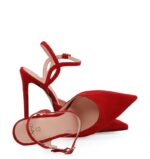 JOY - Szpilki czerwone zamszowe z odkrytą piętą - obrazek 4