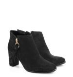 JUDITH - krótkie botki czarne na słupku - obrazek 2