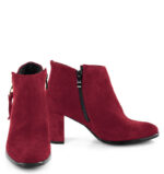 JUDITH - krótkie botki bordowe na słupku - obrazek 3