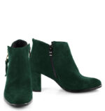 JUDITH - krótkie botki ciemno zielone na słupku - obrazek 3