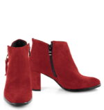 JUDITH - krótkie botki czerwone na słupku - obrazek 3
