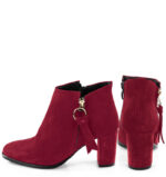 JUDITH - krótkie botki bordowe na słupku - obrazek 4