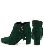 JUDITH - krótkie botki ciemno zielone na słupku - obrazek 4