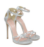 KIM - Srebrne wysokie sandałki na platformie - obrazek 2