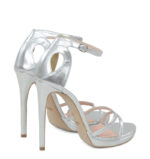 KIM - Srebrne wysokie sandałki na platformie - obrazek 3