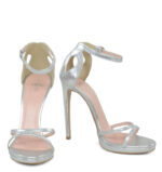 KIM - Srebrne wysokie sandałki na platformie - obrazek 6