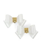 Kokarda biała satyna ciepły odcień ze złotym środkiem