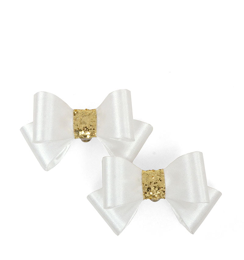 kokarda-biala-brokat-gold.jpg Kokarda biała satyna ciepły odcień ze złotym środkiem - obrazek 1