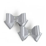 Kokarda podwójna srebrna satyna z srebrnym środkiem