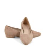 LAIA - Baleriny beżowe zamszowe skóra nosek w szpic - obrazek 4