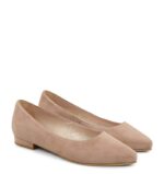 LAIA - Baleriny beżowe zamszowe skóra nosek w szpic - obrazek 2