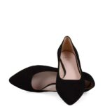 LAIA - Czarne baleriny zamszowe skóra nosek w szpic - obrazek 5