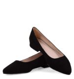 LAIA - Czarne baleriny zamszowe skóra nosek w szpic - obrazek 6