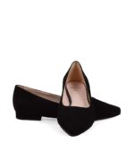 LAIA - Czarne baleriny zamszowe skóra nosek w szpic - obrazek 4