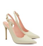 LARISSA - Szpilki ecru z odkrytą piętą - obrazek 2